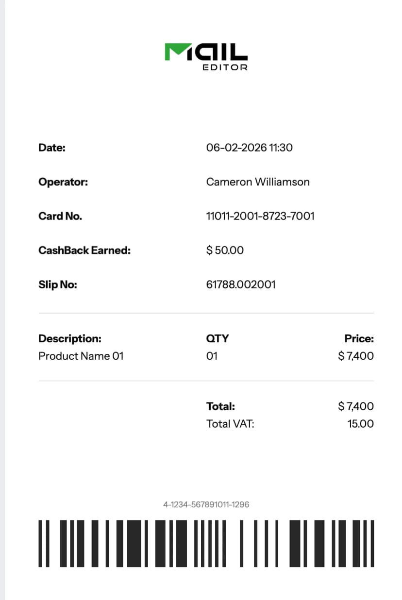 E receipt template