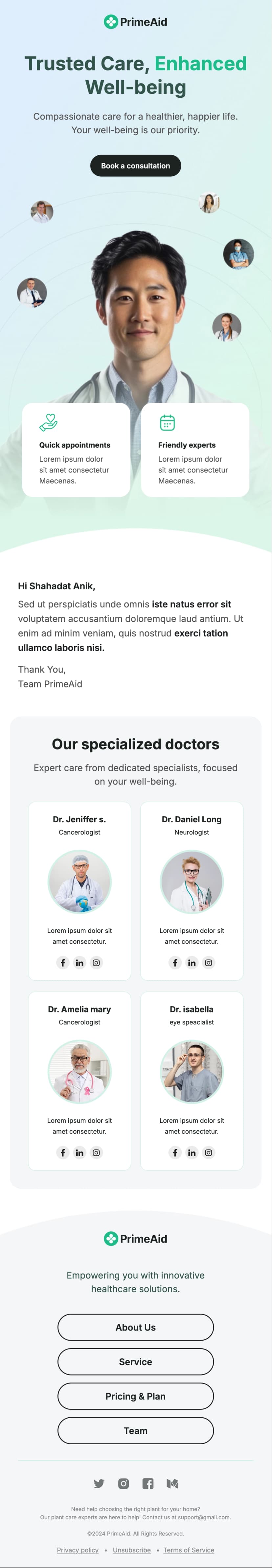Healthcare Consultation Email Template