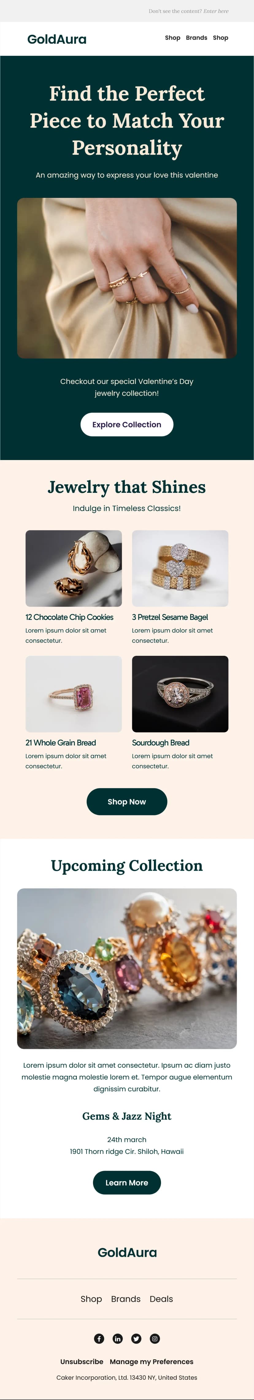 Jewelry Collection Newsletter