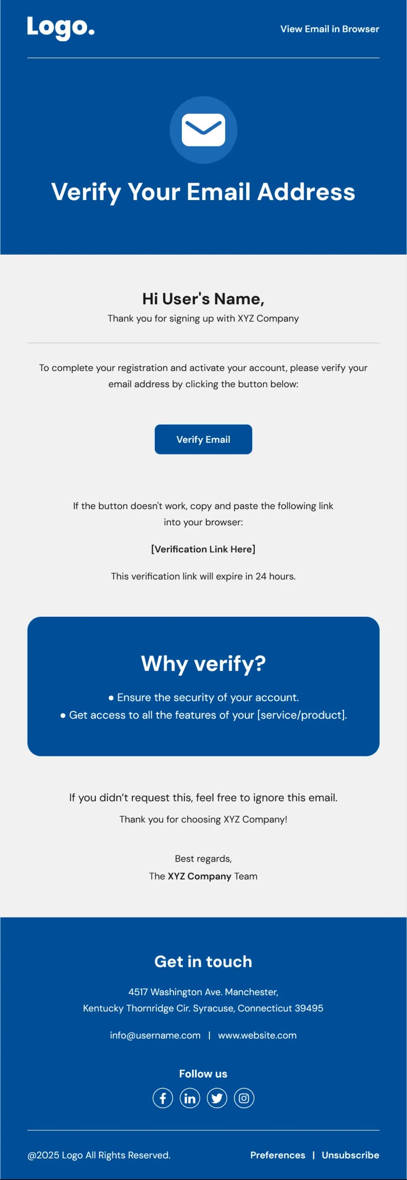Email Verification Newsletter Template