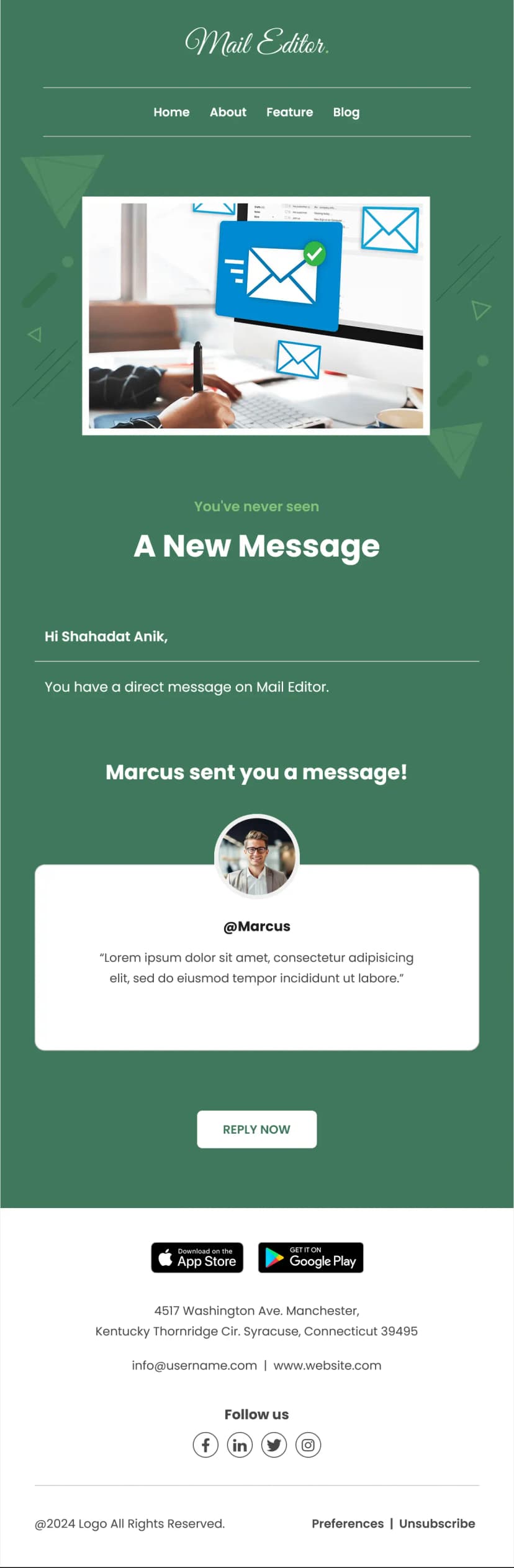 Direct Message Notification Email Template