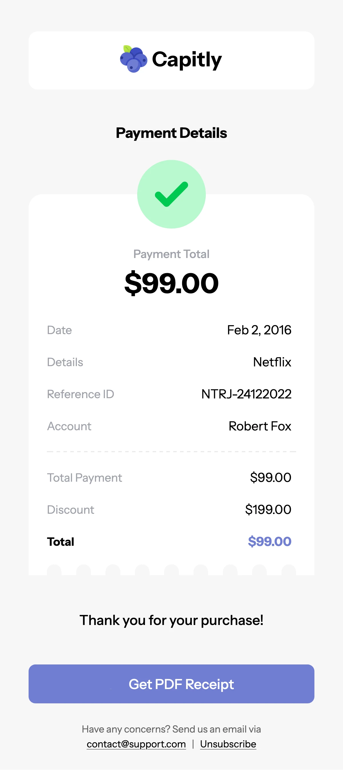 Payment Receipt Email Template
