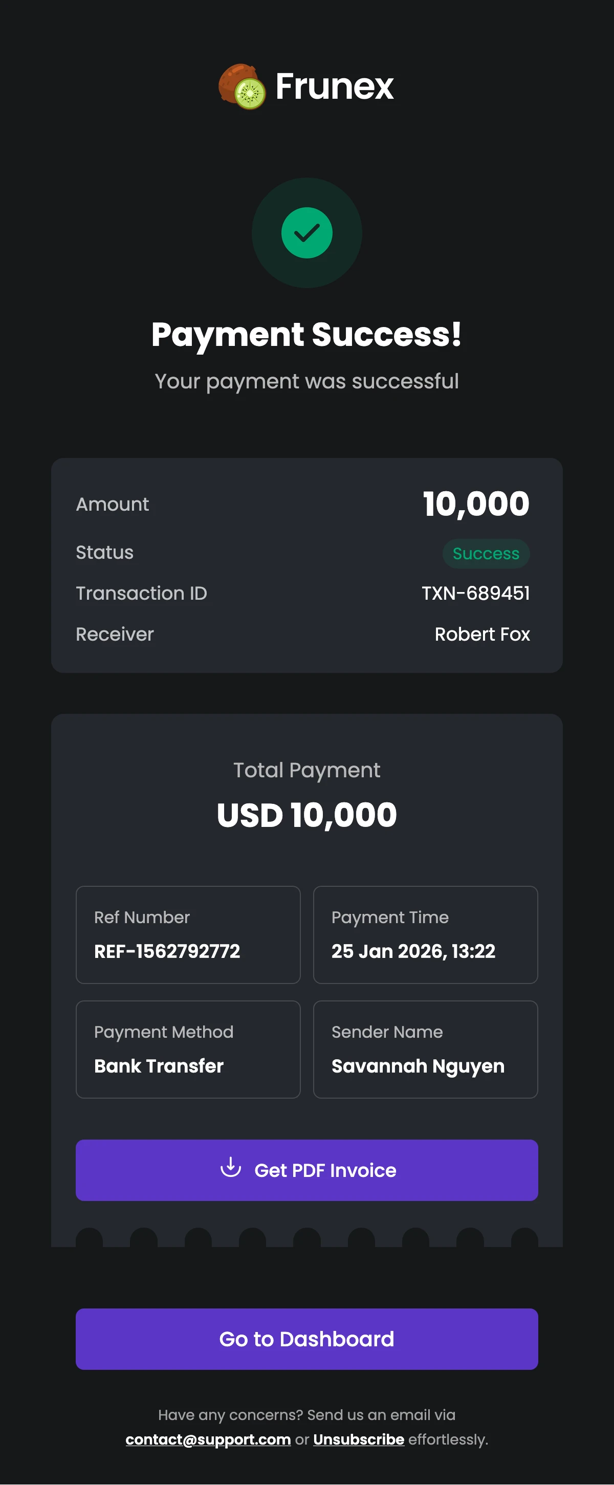 Payment Confirmation Email Template for any Industry